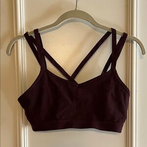 Athleta Strappy Cross-Back Sports Bra in Plum